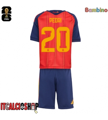 Spagna Pedri Gonzalez #20 Prima Maglia Bambino Mondiali 2026 Manica Corta (+ Pantaloni corti)